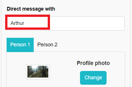 Set up the fake profile by naming Person 1, and add a profile picture.