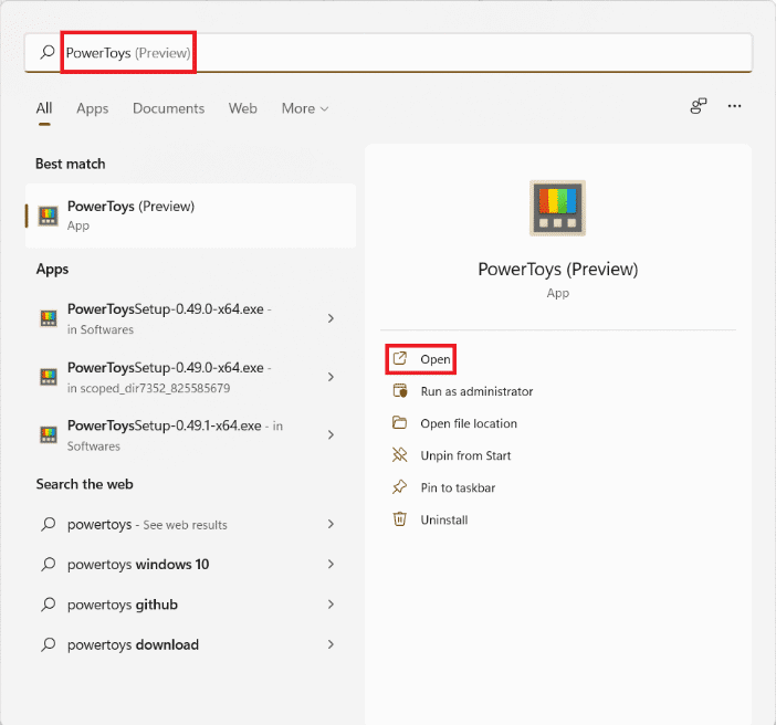 Start menu search results for PowerToys |How to Turn off Camera and Microphone Using Keyboard Shortcut in Windows 11