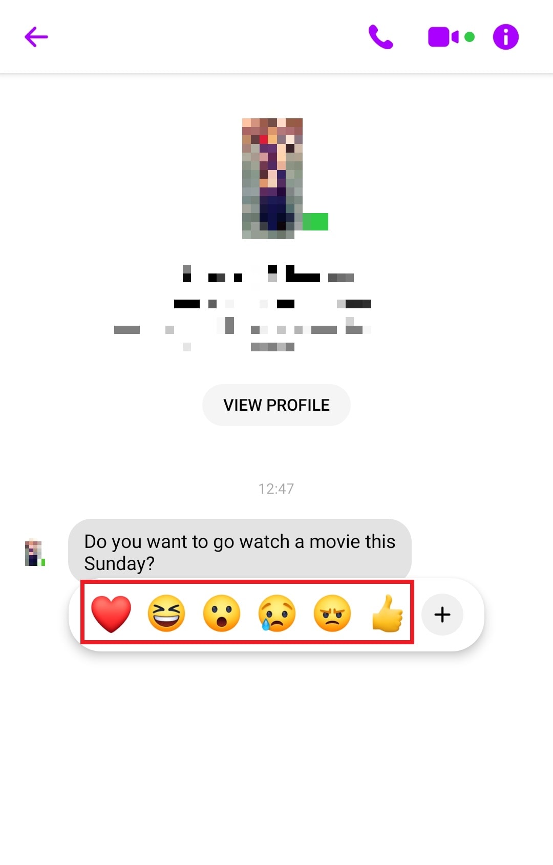 Tap and hold on a message in the chat to open the reaction emoji palette. | How to Change Emoji Skin Color on Messenger