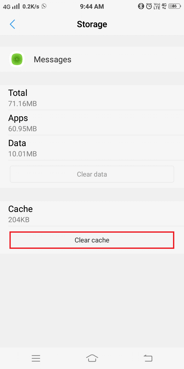 Tap Clear cache 