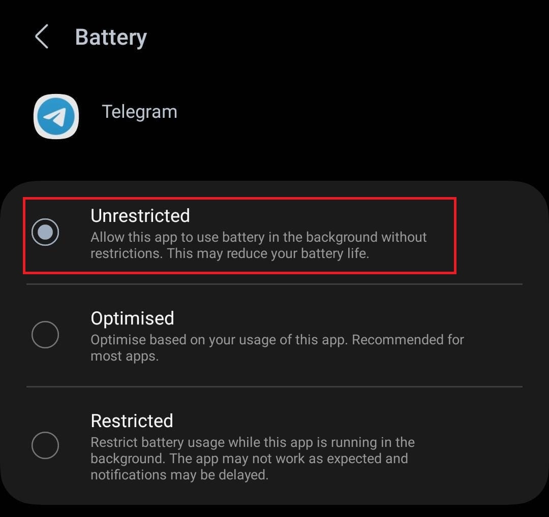 tap on Battery, and select Unrestricted.