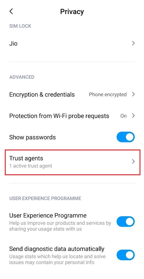 tap on Trust agents