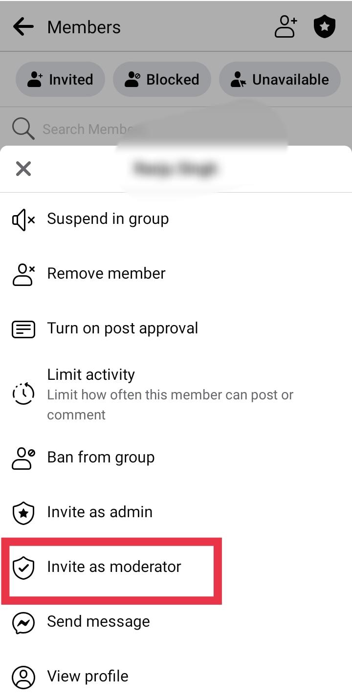 tap on Invite as moderator