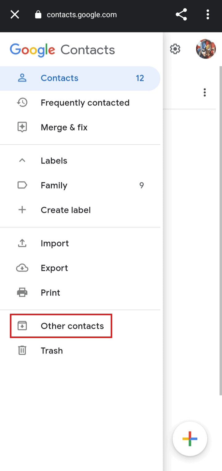 Tap on Other contacts.