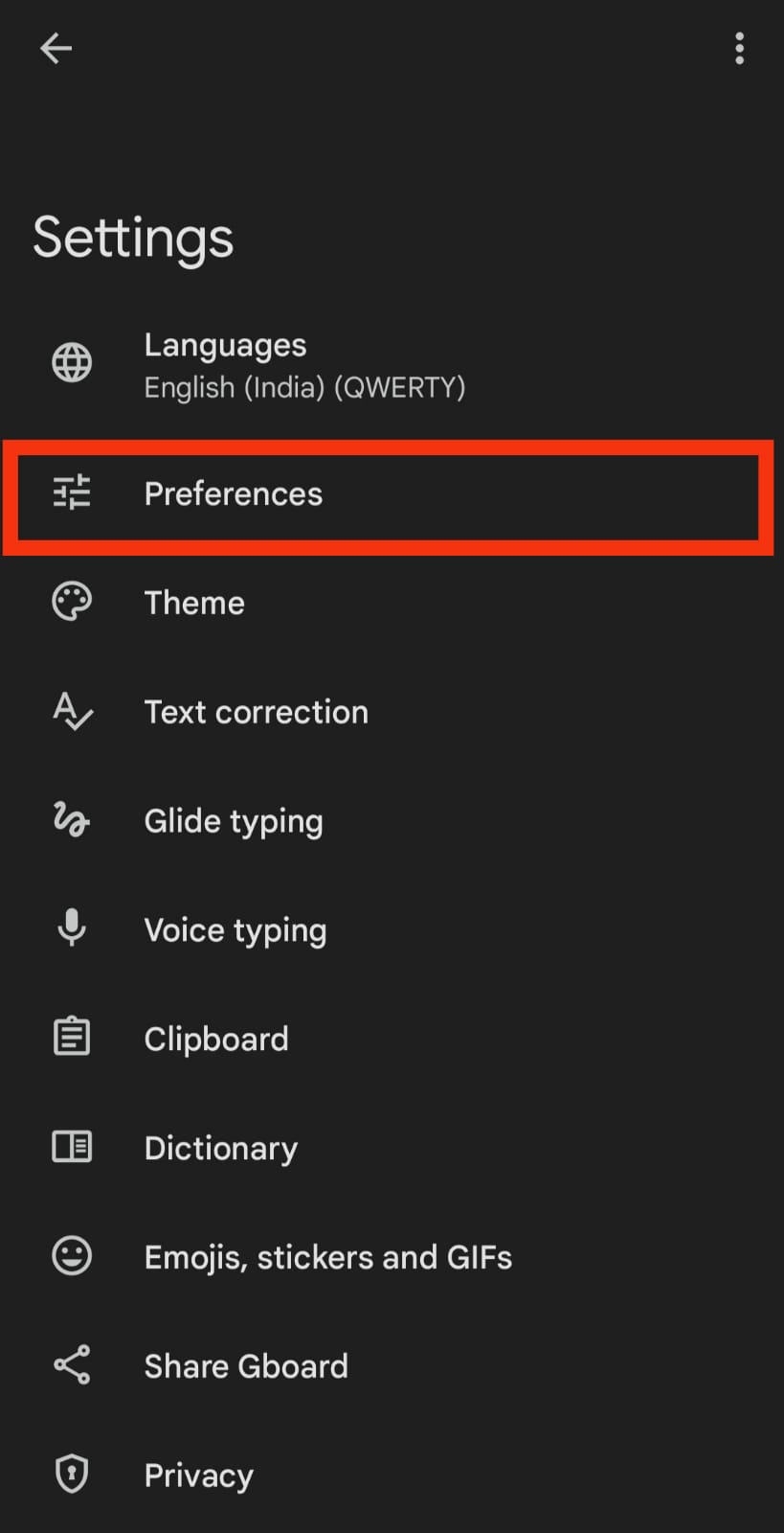 Tap on Preferences.