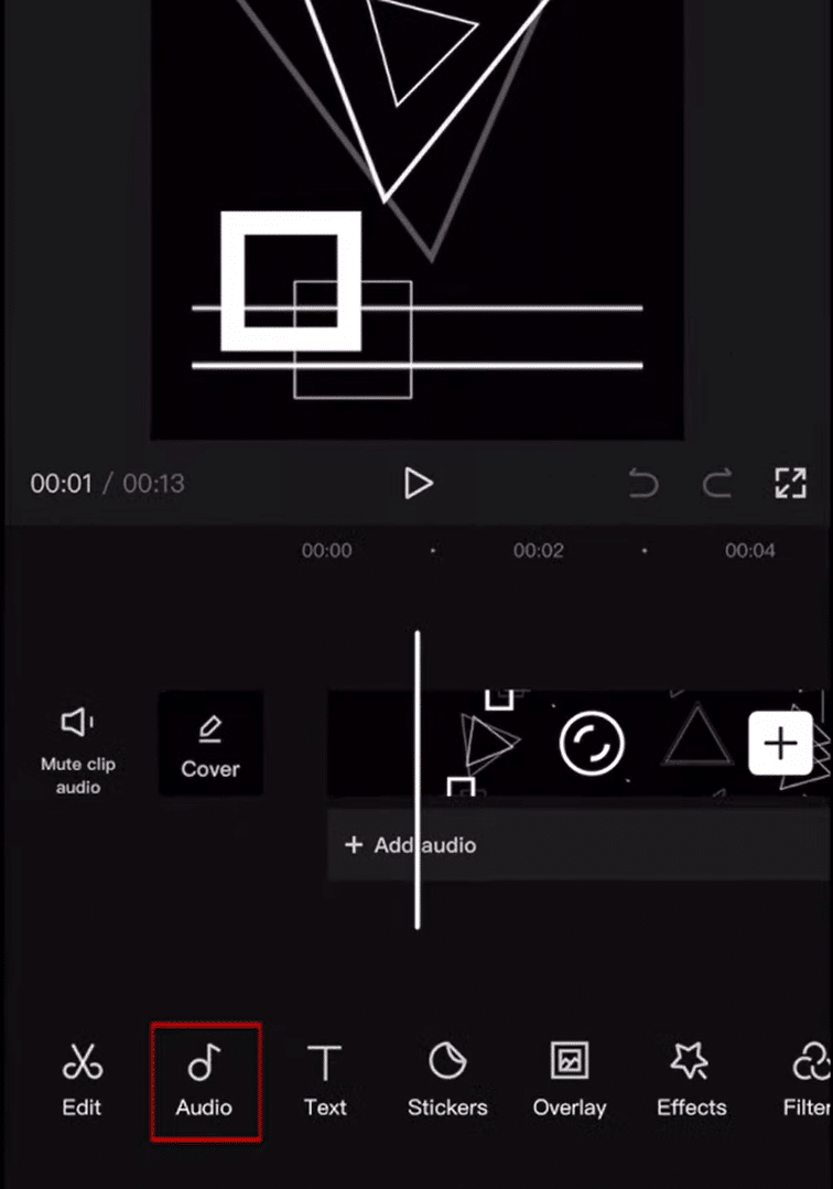 Tap on the Audio tool 