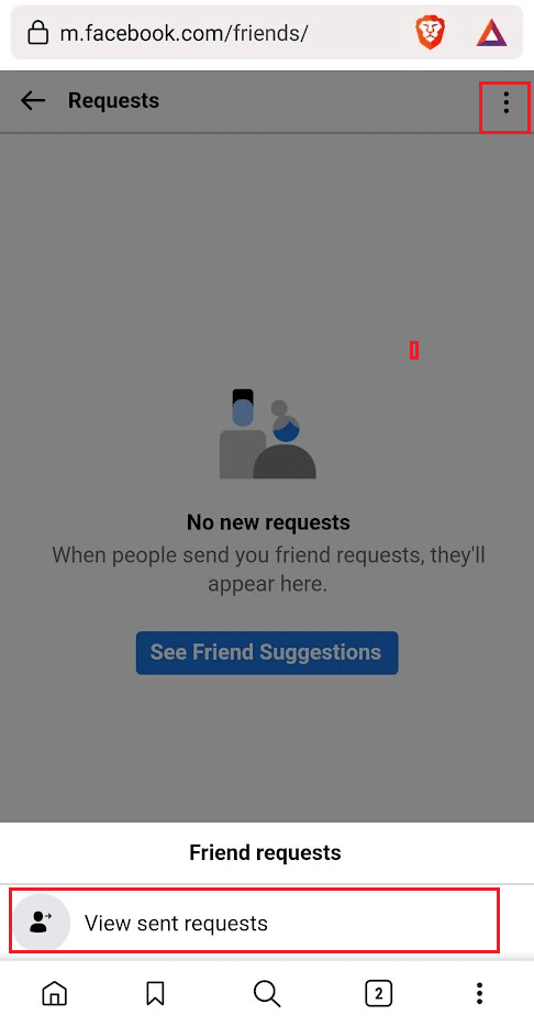 tap on the three-dotted icon - View sent requests to see all the sent requests