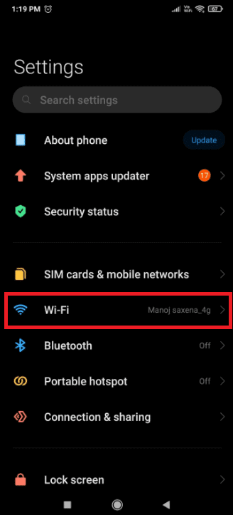 Tap on WiFi