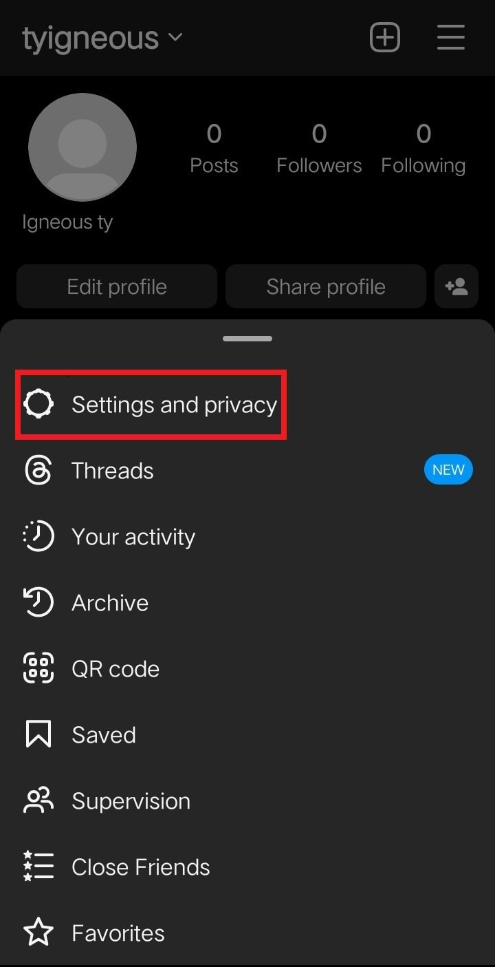 select Settings and privacy
