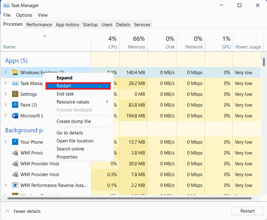 Task Manager window. How to Fix Windows 11 Taskbar Not Working