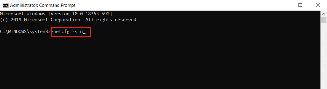type netcfg command in cmd or command prompt