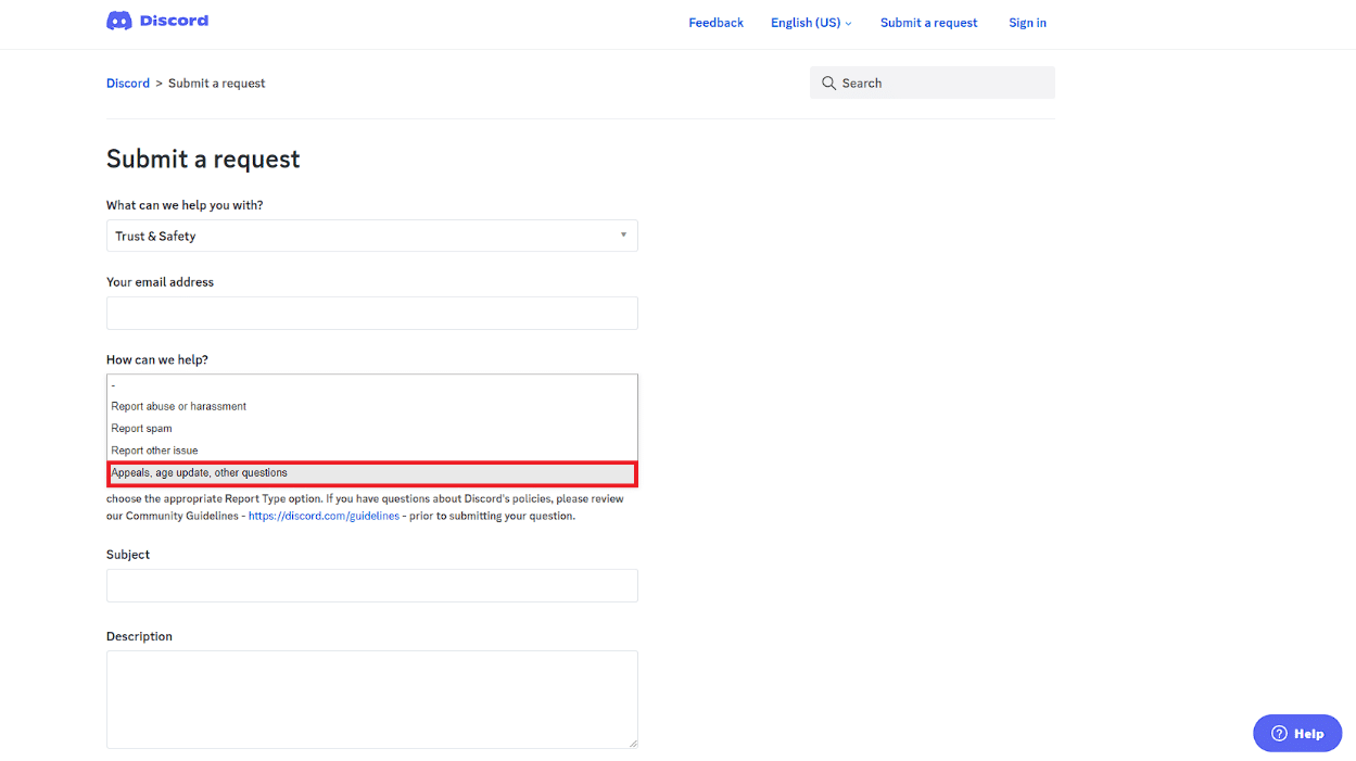 click on the Appeals age update other questions option. How to Change Age on Discord