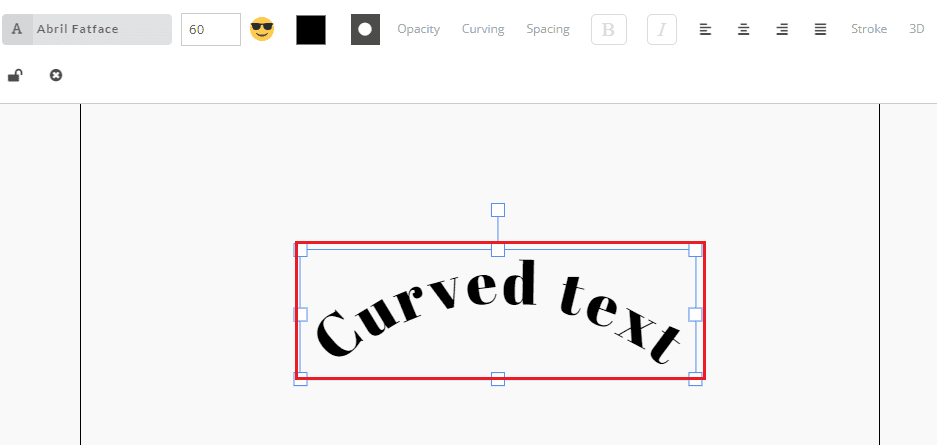 Use the Curve slider to adjust the curve of the text